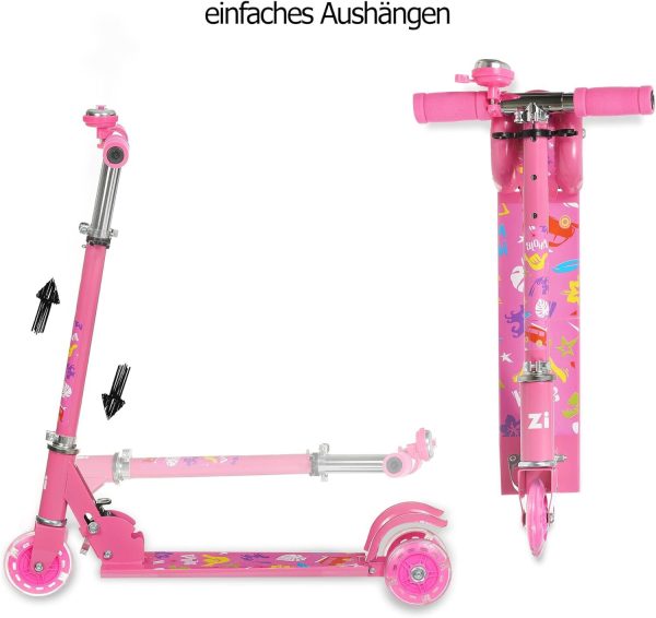 Faltbarer Kinderroller Rosa, 3+ Jahre, 2 Räder, bis 50 kg