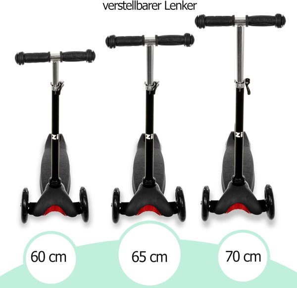 ZIZITO Timo 1 Kinderroller - Leichter Cityroller mit Leuchtenden LED Rädern & Flatbar, Ideal als Kinderscooter & Tretroller