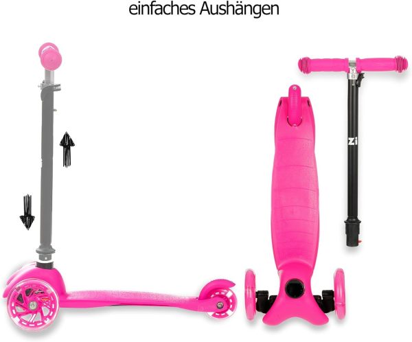 ZIZITO Timo 1 Kinderroller - Leichter Cityroller mit Leuchtenden LED Rädern & Flatbar, Ideal als Kinderscooter & Tretroller