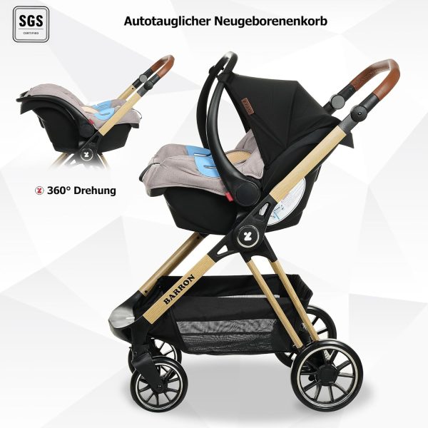 Barron Kinderwagen 3-in-1 Komplettset mit Liegefunktion, für Neugeborene