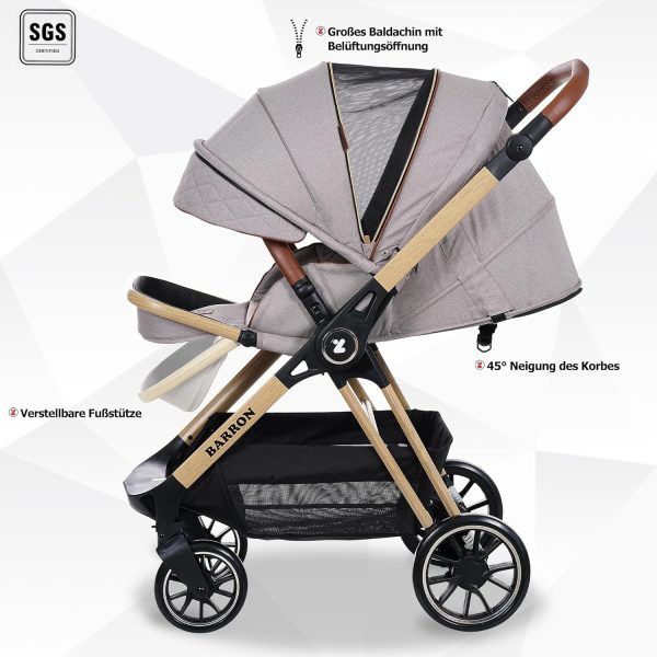 Barron Kinderwagen 3-in-1 Komplettset mit Liegefunktion, für Neugeborene