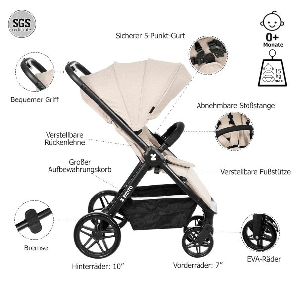 Kompakter Baby-Kinderwagen Buggy mit Liegefunktion und Verstellbarkeit