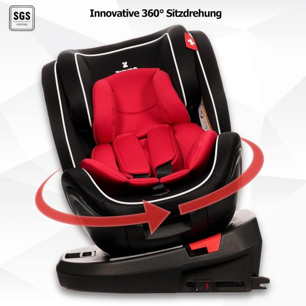 ZIZITO AMADEO Rot - ISOFIX Kindersitz 0-36 kg, 360° drehbar, 0-12 Jahre