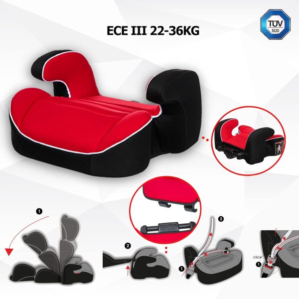 ZIZITO JUNONA-II Rot – 2-in-1 Kindersitz 15-36 kg, Gruppe 2/3, 3-12 Jahre + Geschenk