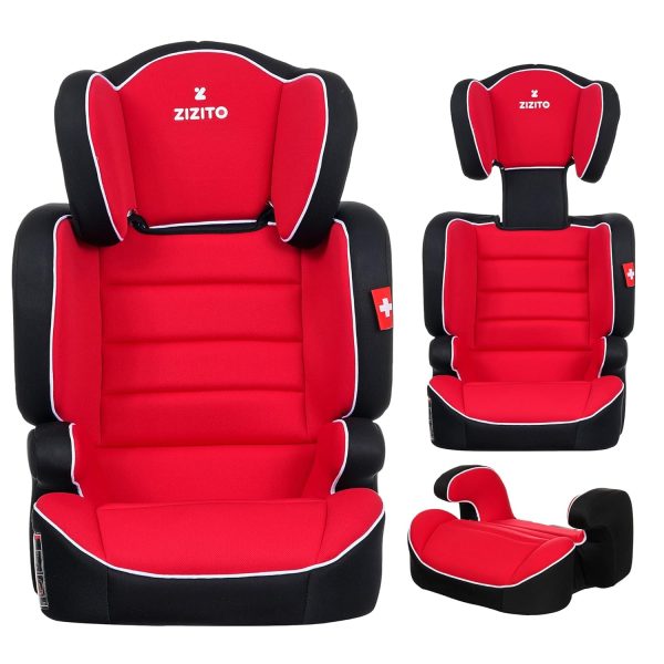 ZIZITO JUNONA-II Rot – 2-in-1 Kindersitz 15-36 kg, Gruppe 2/3, 3-12 Jahre + Geschenk