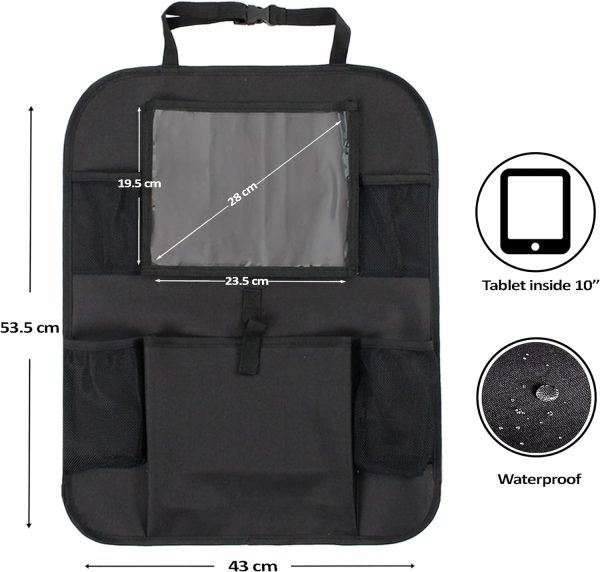 3 in 1 Baby Auto Set Zubehör - Rückenlehnenschutz Auto Mit 10 Zoll iPad/Tablet-Tasche Halter Rücksitz Organizer + Baby On – Bild 8