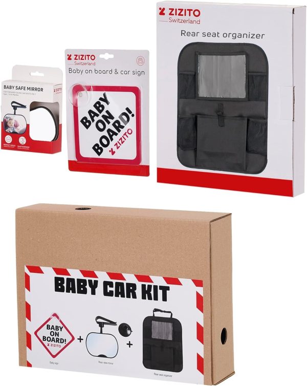 3 in 1 Baby Auto Set Zubehör - Rückenlehnenschutz Auto Mit 10 Zoll iPad/Tablet-Tasche Halter Rücksitz Organizer + Baby On