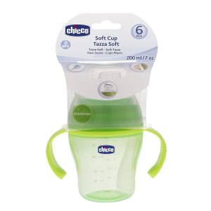 Chicco Trinklernflasche, Weicher Silikonschnabel, 6M+, Grün