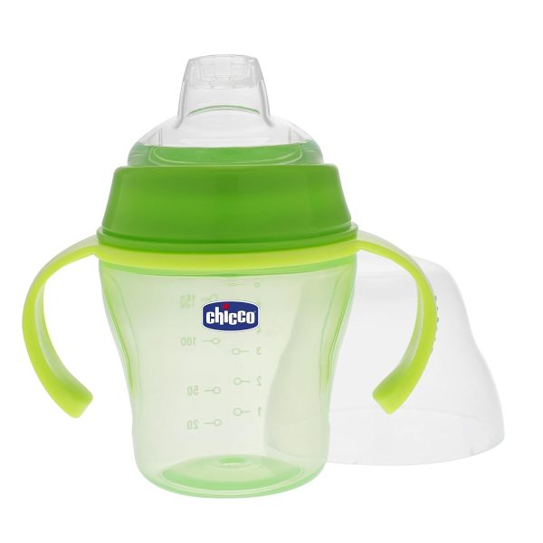 Chicco Trinklernflasche, Weicher Silikonschnabel, 6M+, Grün