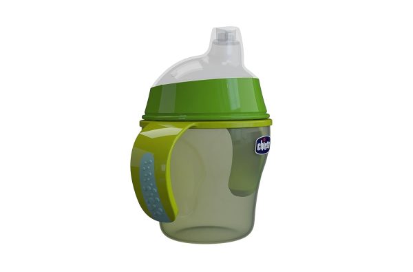 Chicco Trinklernflasche, Weicher Silikonschnabel, 6M+, Grün