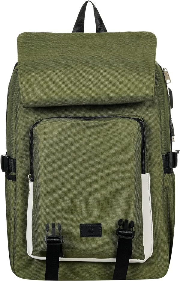 Zizito Unisex-Schulrucksack in Olivgrün mit USB