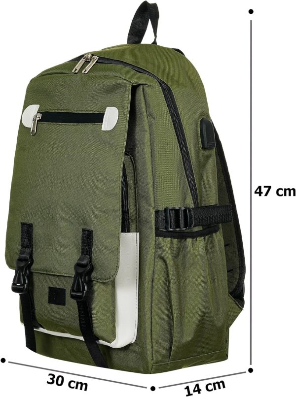 Zizito Unisex-Schulrucksack in Olivgrün mit USB