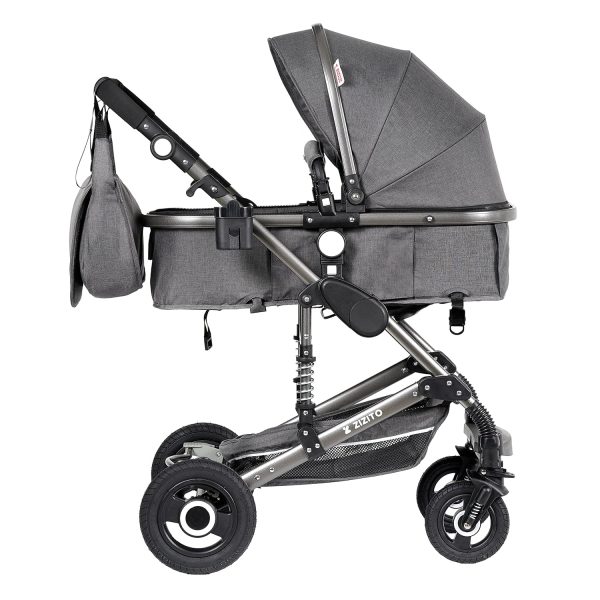 Baby Kinderwagen-Zubehörset in Grau – Inklusive Regenschutz, Getränkehalter und Moskitonetz – Bild 6