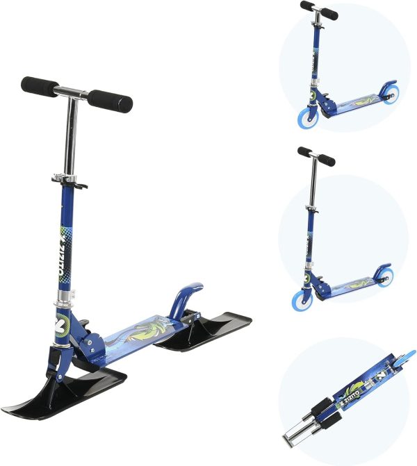 blauer kinder roller ab 5 faltbarer snowglider kick scooter