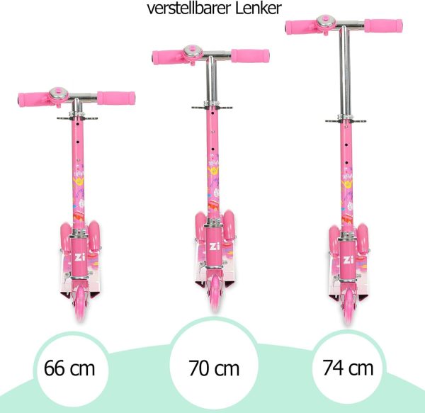 Faltbarer Kinderroller Rosa, 3+ Jahre, 2 Räder, bis 50 kg