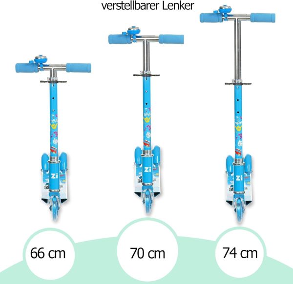 Kinderroller in Blau, ab 3 Jahre, höhenverstellbar mit Hinterbremse, bis 50 kg.