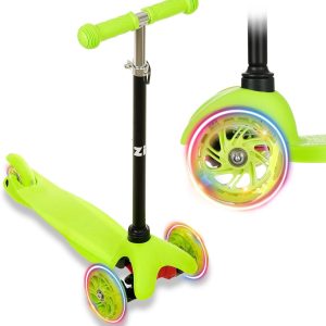 ZIZITO Timo 1 - Grüner LED Cityroller für Kinder ab 3, bis 50 kg