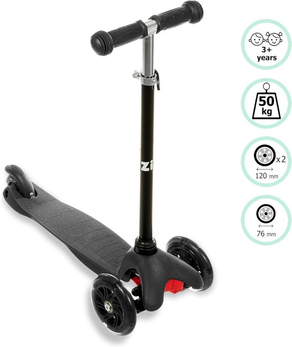 ZIZITO Timo 1 Kinderroller - Leichter Cityroller mit Leuchtenden LED Rädern & Flatbar, Ideal als Kinderscooter & Tretroller