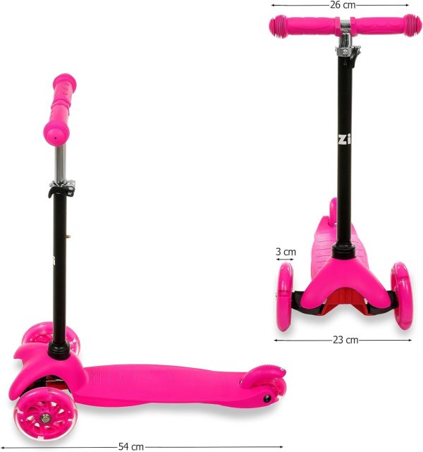 ZIZITO Timo 1 Kinderroller - Leichter Cityroller mit Leuchtenden LED Rädern & Flatbar, Ideal als Kinderscooter & Tretroller