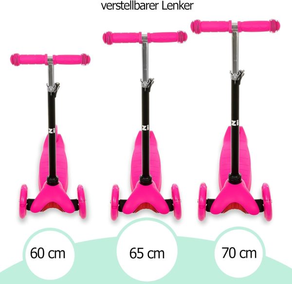 ZIZITO Timo 1 Kinderroller - Leichter Cityroller mit Leuchtenden LED Rädern & Flatbar, Ideal als Kinderscooter & Tretroller