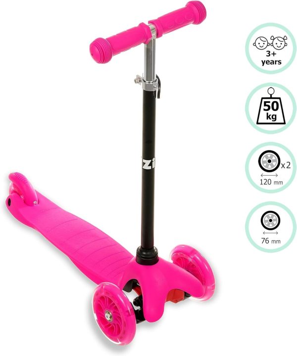 ZIZITO Timo 1 Kinderroller - Leichter Cityroller mit Leuchtenden LED Rädern & Flatbar, Ideal als Kinderscooter & Tretroller