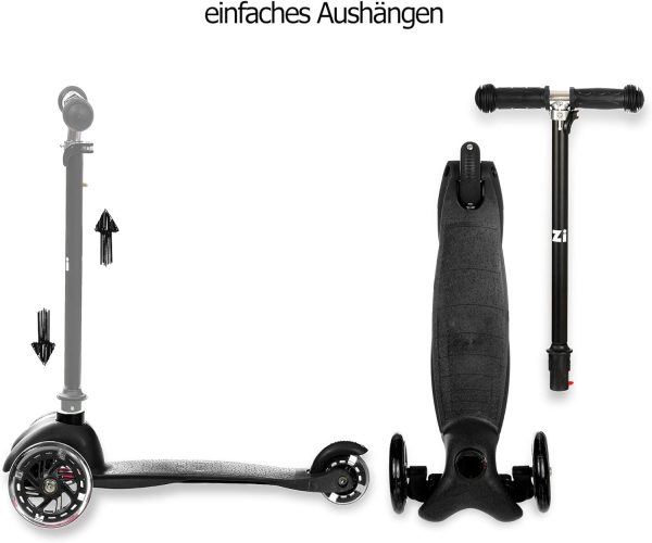 ZIZITO Timo 1 Kinderroller - Leichter Cityroller mit Leuchtenden LED Rädern & Flatbar, Ideal als Kinderscooter & Tretroller