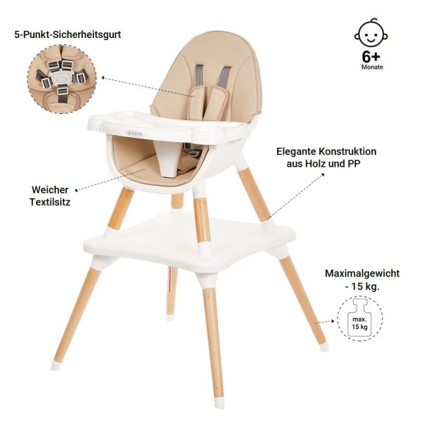 Patrick Hochstuhl 2-in-1, mit Esstisch, Ab 6 Monate, Weiß