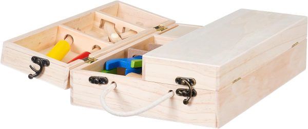 Children's Tool Case, Workbench Set, Hammer, Saw, Screwdriver, Ruler, Pliers, Wooden Vice, Toy from 3 Years 7