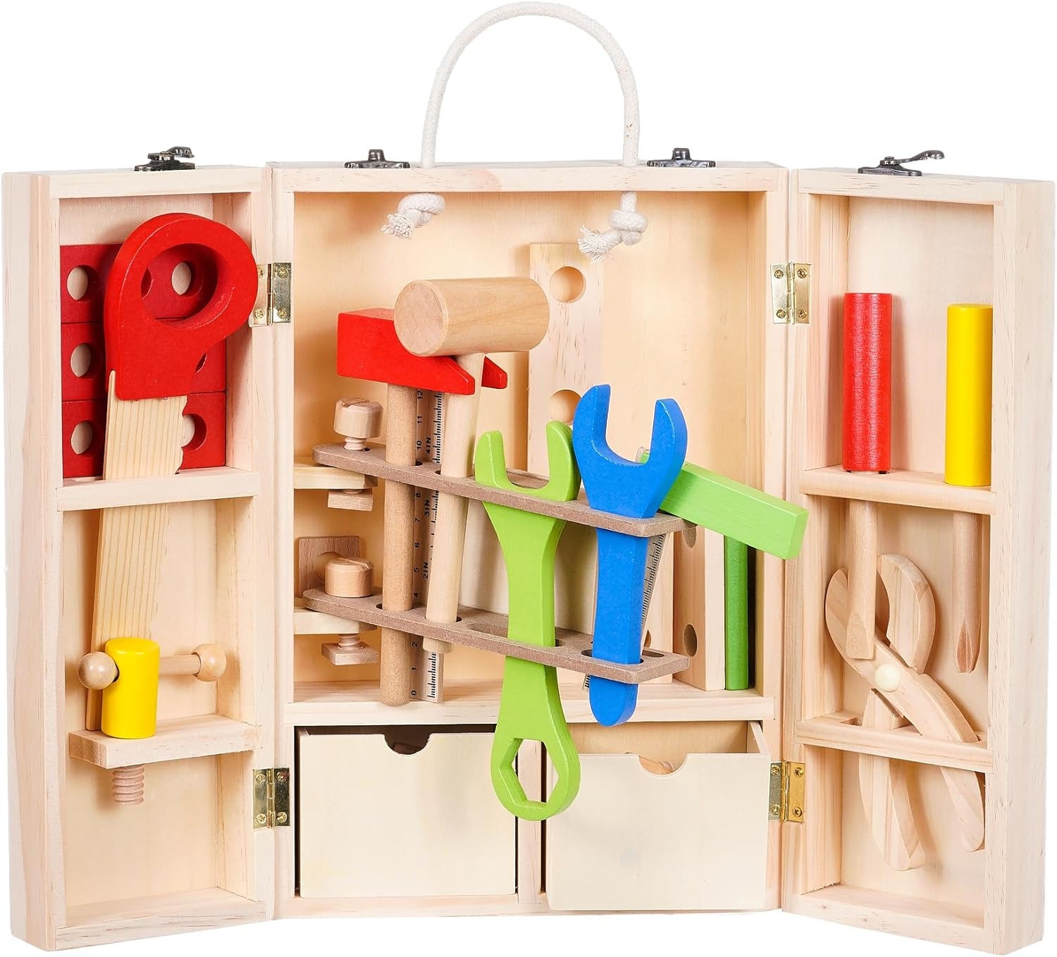 Children's Tool Case, Workbench Set, Hammer, Saw, Screwdriver, Ruler, Pliers, Wooden Vice, Toy from 3 Years 1