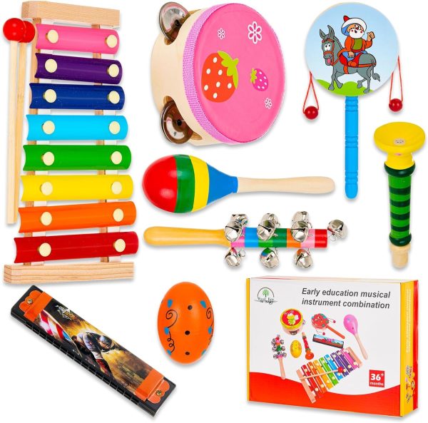 Musical instrument set for children - wood, xylophone, percussion, 7 pieces