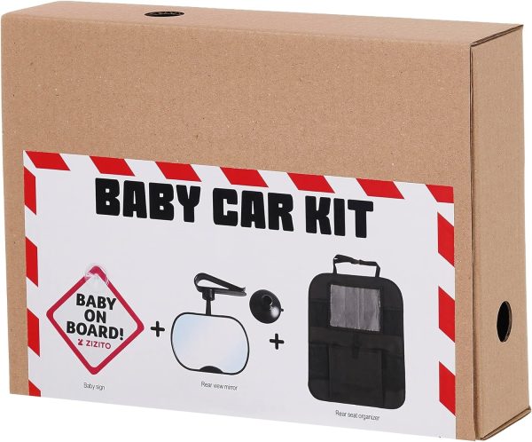 3-in-1 Baby Car Set - Backrest Protector with Tablet Holder, Baby On Board Sticker, Rear View Mirror 9