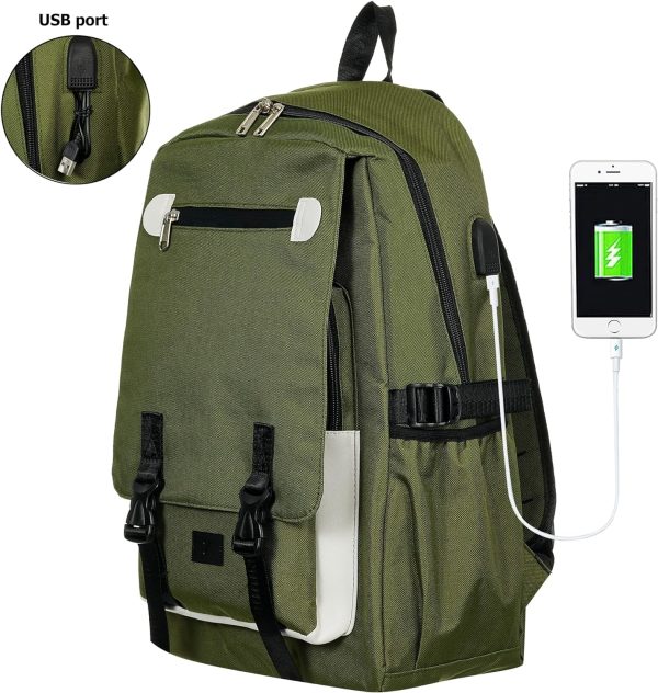 Zizito Unisex-Schulrucksack in Olivgrün mit USB