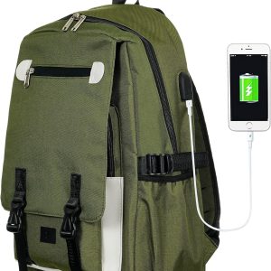 Zizito Unisex-Schulrucksack in Olivgrün mit USB